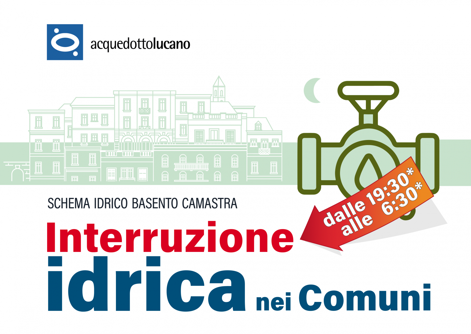 Interruzione idrica nei Comuni